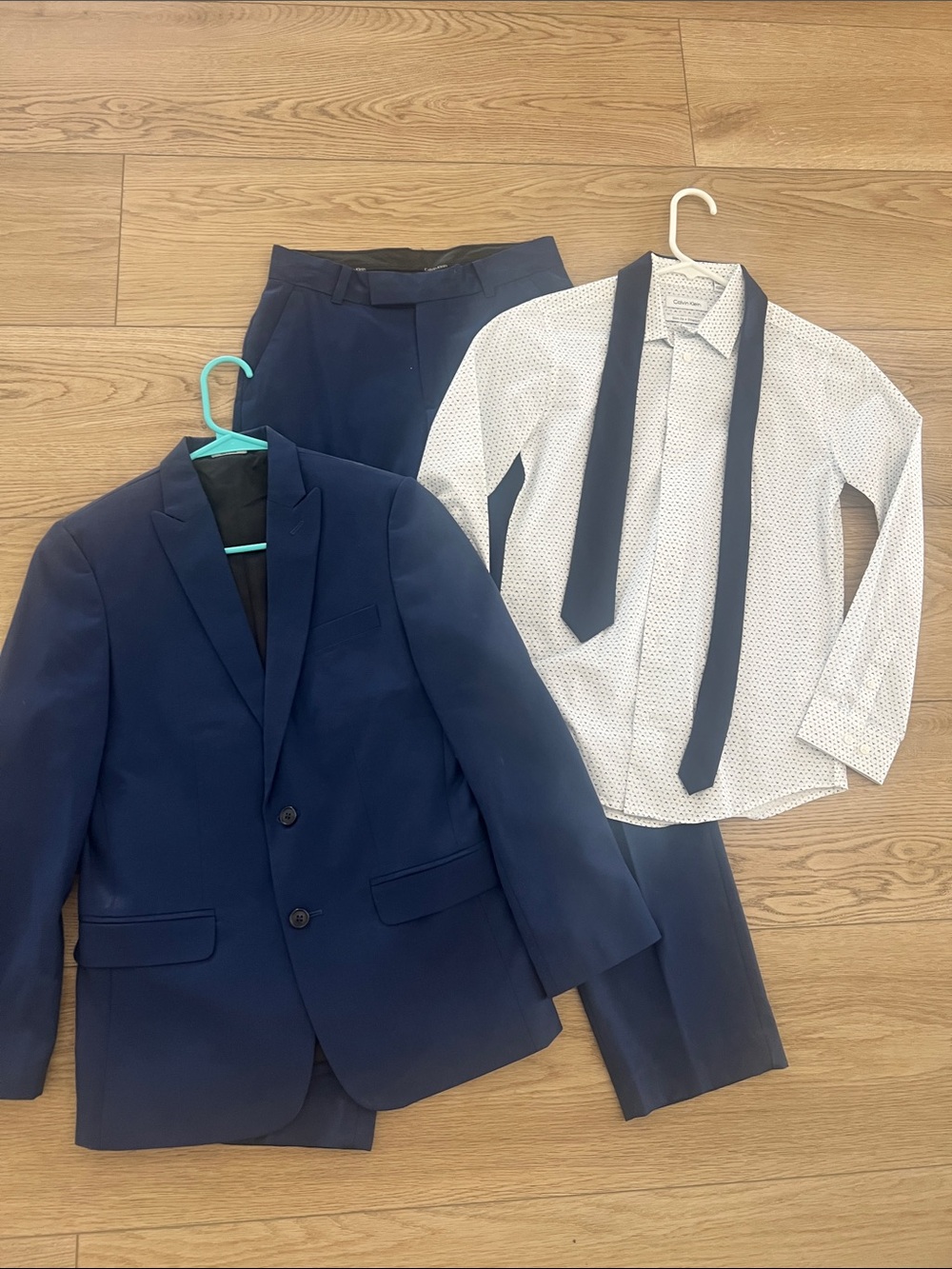 Calvin Klein Navy Blue Kids Blazer Suit with Shirt and Tie